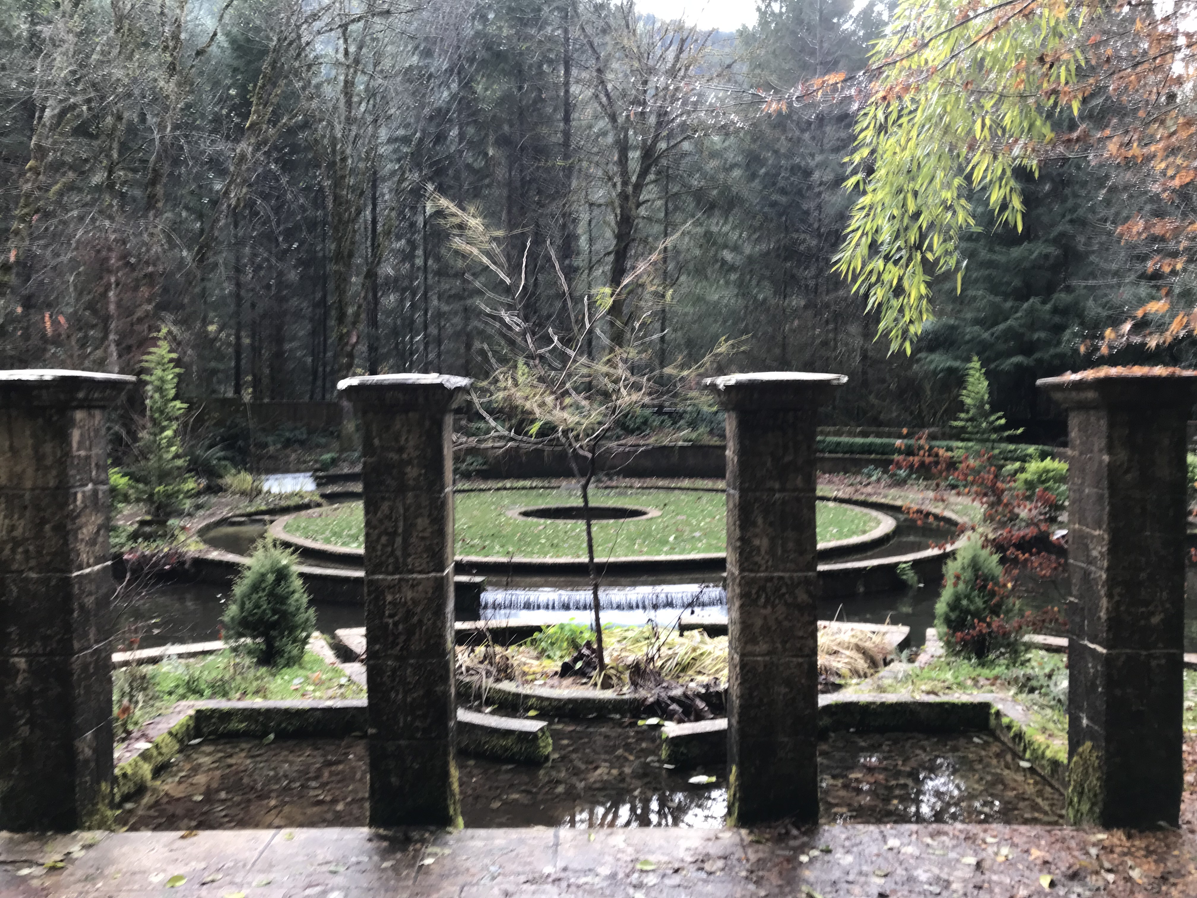 An an old courtyard near Belknap Hotsprings in Oregon